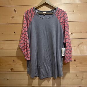 NWT LuLaRoe Randy Baseball Tee Duck Raglan Sleeve 3XL